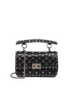 Valentino Rockstud Spike Shoulder Bag In Black