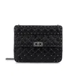 Valentino Rockstud Spike Lambskin Shoulder Bag In Black