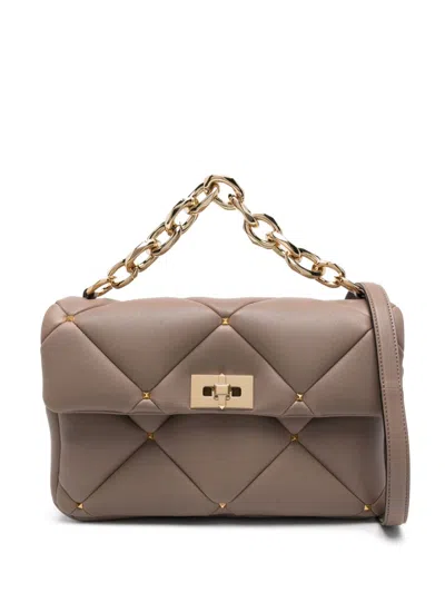 Valentino Garavani Rockstud Spike Shoulder Bag In Brown