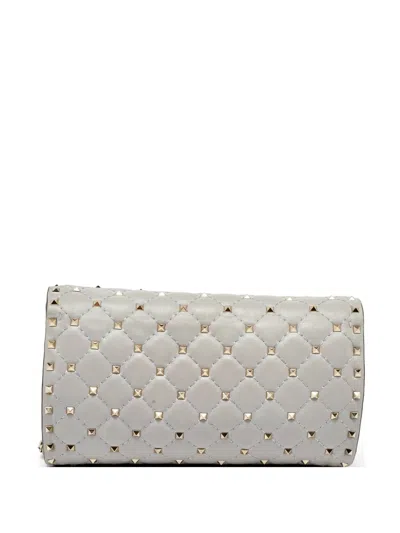 Pre-owned Valentino Garavani Rockstud Spike Shoulder Bag In Gray