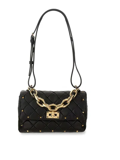 Valentino Garavani Rockstud Spike Shoulder Bag Small In Black
