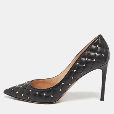 Pre-owned Valentino Garavani Rockstud Spike Size 41.5 Black Leather Pumps