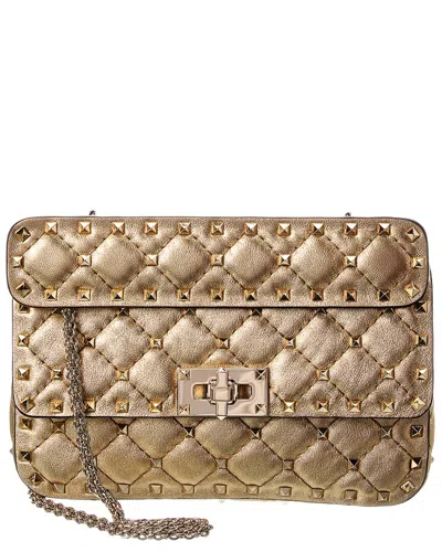 Valentino Garavani Valentino Rockstud Spike Small Leather Crossbody In Gold