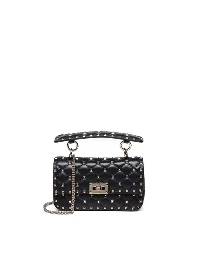 Valentino Garavani Rockstud Spike Small Leather Handbag In Nero