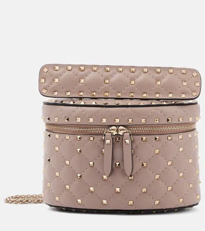 Valentino Garavani Rockstud Spike Small Leather Vanity Bag In Pink