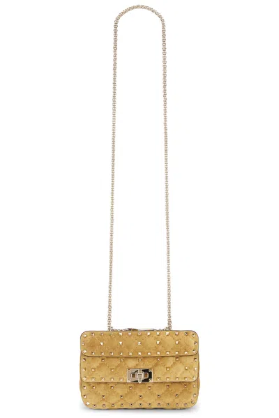 Valentino Garavani Rockstud Spike Small Shoulder Bag In Havana Beige