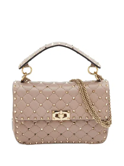 Pre-owned Valentino Garavani Rockstud Spike Tote Bag In Neutrals