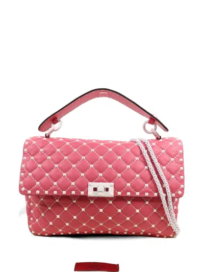 Pre-owned Valentino Garavani Rockstud Spike Tote Bag In Pink