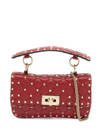 Pre-owned Valentino Garavani Rockstud Spike Tote Bag In Red