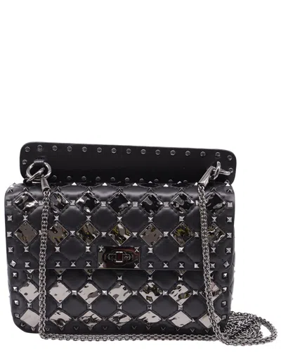 Pre-owned Valentino Garavani Valentino Rockstud Spike.it With Metal Rhombus Detail Shoulder Bag (authentic  Pre-loved) In Black