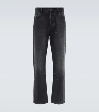 Valentino Rockstud Straight Jeans In Black