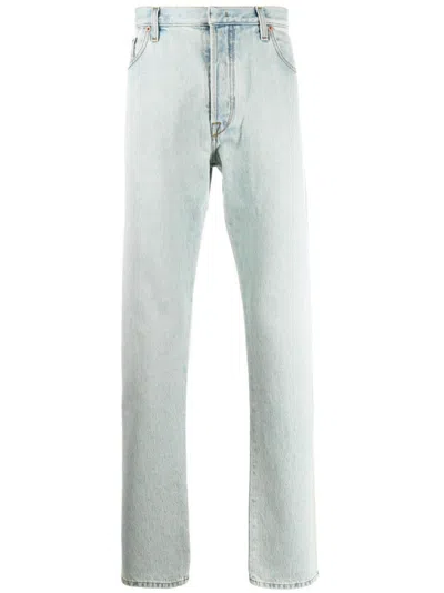Valentino Rockstud Straight Jeans In Blue