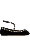 Valentino Rockstud Strappy Ballets In Black
