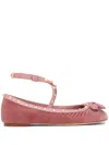 Valentino Garavani 5mm Rockstud Velvet Ballerina Flats In Pink