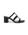 Valentino Rockstud Strappy Block-heel Sandals In Black