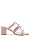 Valentino Garavani Rockstud T. 60 Strappy Mules In Cinnamon Roses/mint Milk