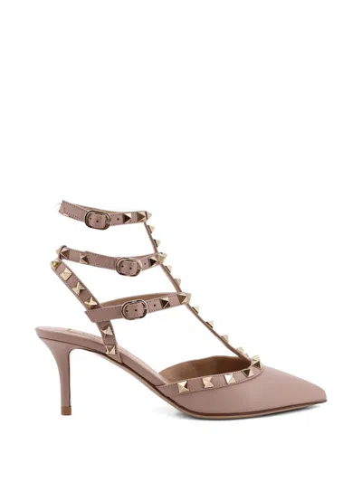 Valentino Garavani Rockstud 65 Pumps With Straps In Neutral