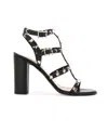 Valentino Rockstud Caged 90 Leather Ankle Strap Sandal In Black