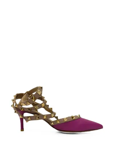 Pre-owned Valentino Garavani Rockstud Strappy Sandals In Brown