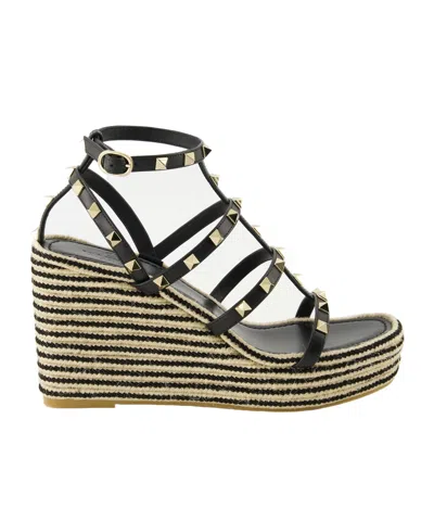 Valentino Garavani Rockstud Striped Espadrilles In Multi