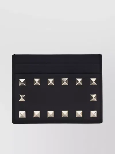 VALENTINO GARAVANI ROCKSTUD STUDDED LEATHER CARD HOLDER