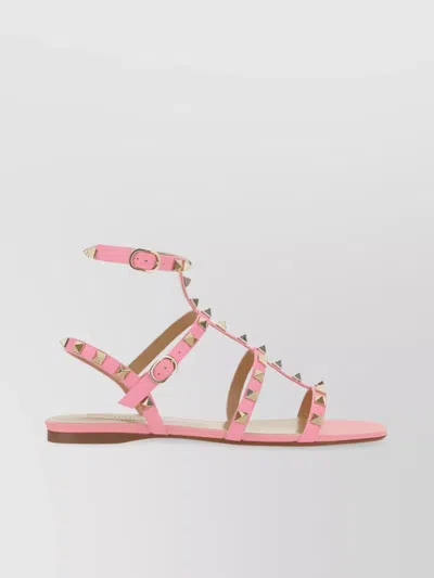 Valentino Garavani Rockstud Leather Sandals In Pink