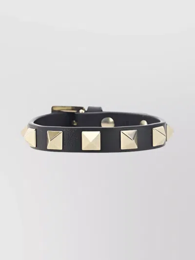 Valentino Garavani Rockstud Studs Leather Bracelet In Black