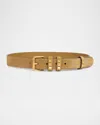 Valentino Garavani Flaneuse Belt In Suede 30 Mm Woman Havana Beige 100 In Brown