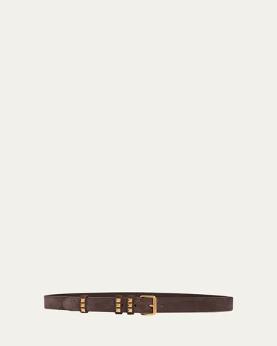 Valentino Garavani Rockstud-embellished Suede Belt In Brown
