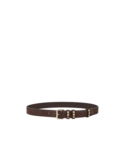 Valentino Garavani Rockstud Suede Belt In Brown
