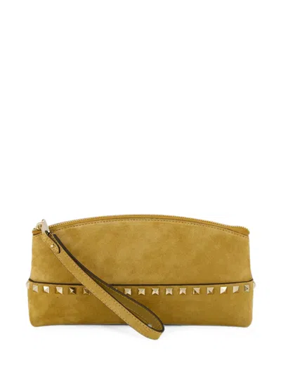 Valentino Garavani Rockstud Suede Clutch Bag In Pink