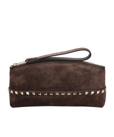 Valentino Garavani Pouch Rockstud Small Aus Veloursleder In Blue