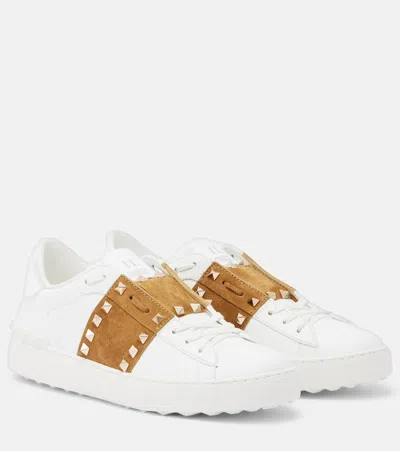 Valentino Garavani Valentino Rockstud Untitled Sneakers In Calfskin With Suede Band In White