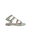 Valentino Rockstud T05 Flats Sandals In Blue