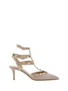 Valentino Patent Leather Studded Pointed Pump In Poudre