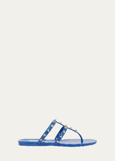 Valentino Garavani Rockstud Thong Resort Sandals In Zhx Riverside Blu