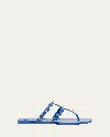 Valentino Rockstud Thong Resort Sandals In Zhx Riverside Blue