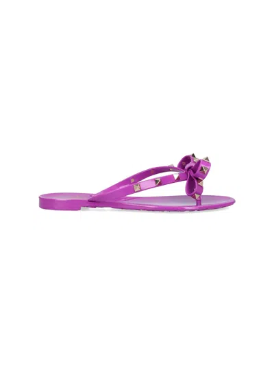 Valentino Garavani 'rockstud Thong' Sandals In Purple