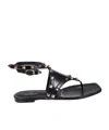 Valentino Rockstud Thong-strap Leather Sandals In Black
