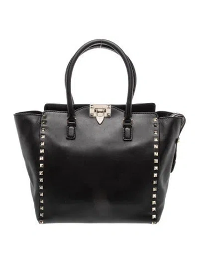 Pre-owned Valentino Garavani Rockstud Top Handle Bag In Black