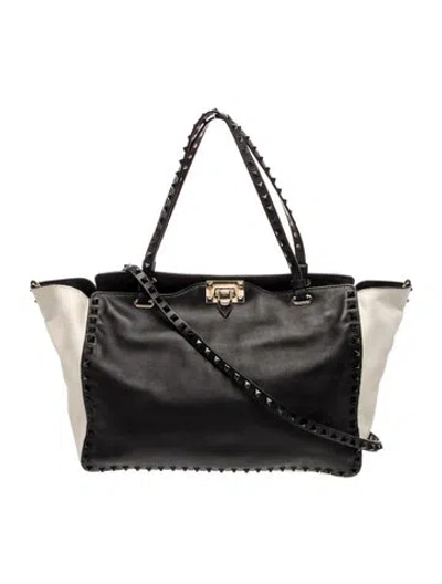 Pre-owned Valentino Garavani Rockstud Top Handle Bag In Black