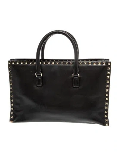 Pre-owned Valentino Garavani Rockstud Top Handle Bag In Black