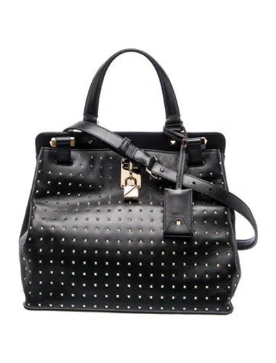Pre-owned Valentino Garavani Rockstud Top Handle Bag In Black