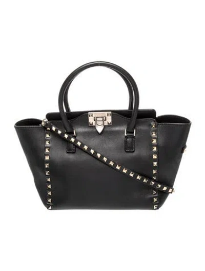Pre-owned Valentino Garavani Rockstud Top Handle Bag In Black