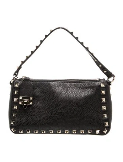Pre-owned Valentino Garavani Rockstud Top Handle Bag In Black