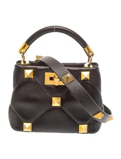 Pre-owned Valentino Garavani Rockstud Top Handle Bag In Black