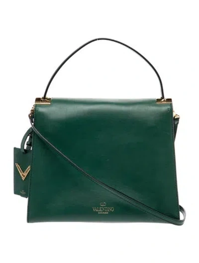 Pre-owned Valentino Garavani Rockstud Top Handle Bag In Green