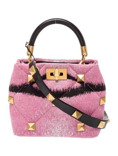Pre-owned Valentino Garavani Rockstud Top Handle Bag W/ Tags In Pink