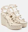 Valentino Rockstud Torchon Espadrille Wedges In White