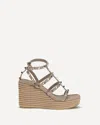 Valentino Rockstud Torchon 95 Wedges In Nude